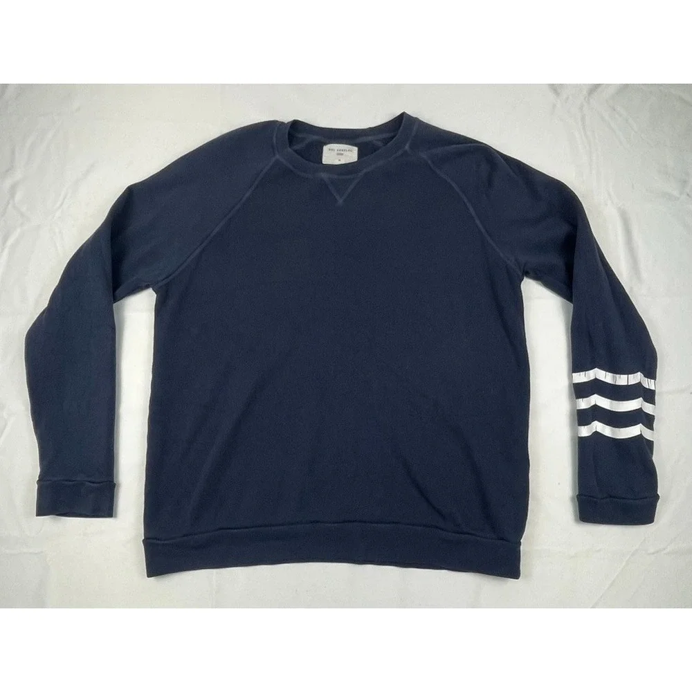 SOL ANGELES SWEATSHIRT XL NAVY CREWNECK PULLOVER STRIPE SLEEVE MAFE IN USA